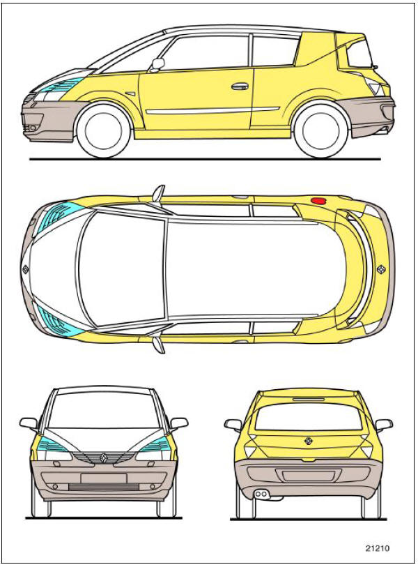 Renault Avantime - Identification des éléments extérieurs 