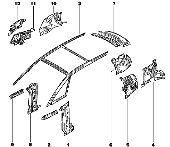 Renault Avantime - Désignation des pièces tôles