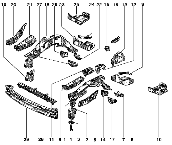 Renault Avantime - Désignation des pièces tôles